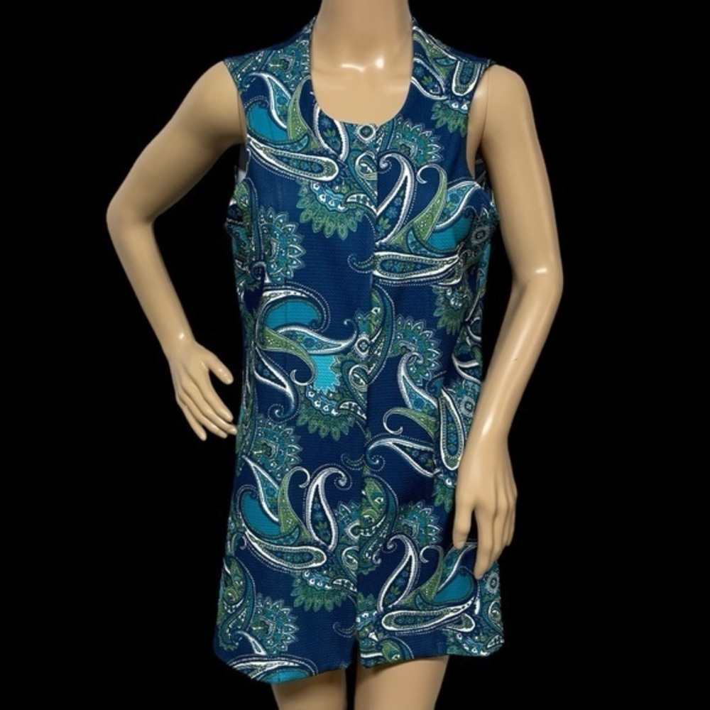 Slinky Brand Women’s Blue M Paisley Sleeveless Kimono in EUC